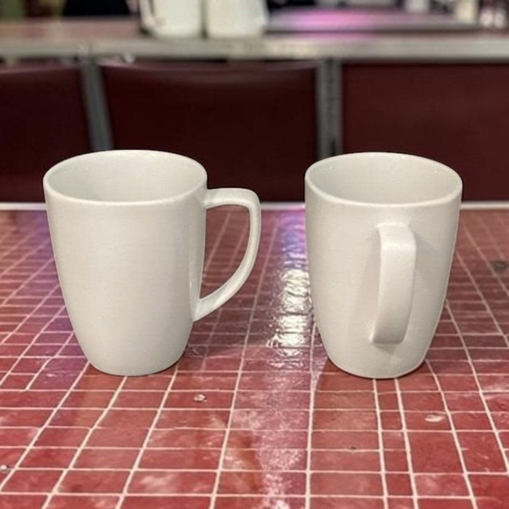 Old Time Pottery White Coffee Cups, Set of 2,‎ 14oz Minimalist Mugs, Drinkware